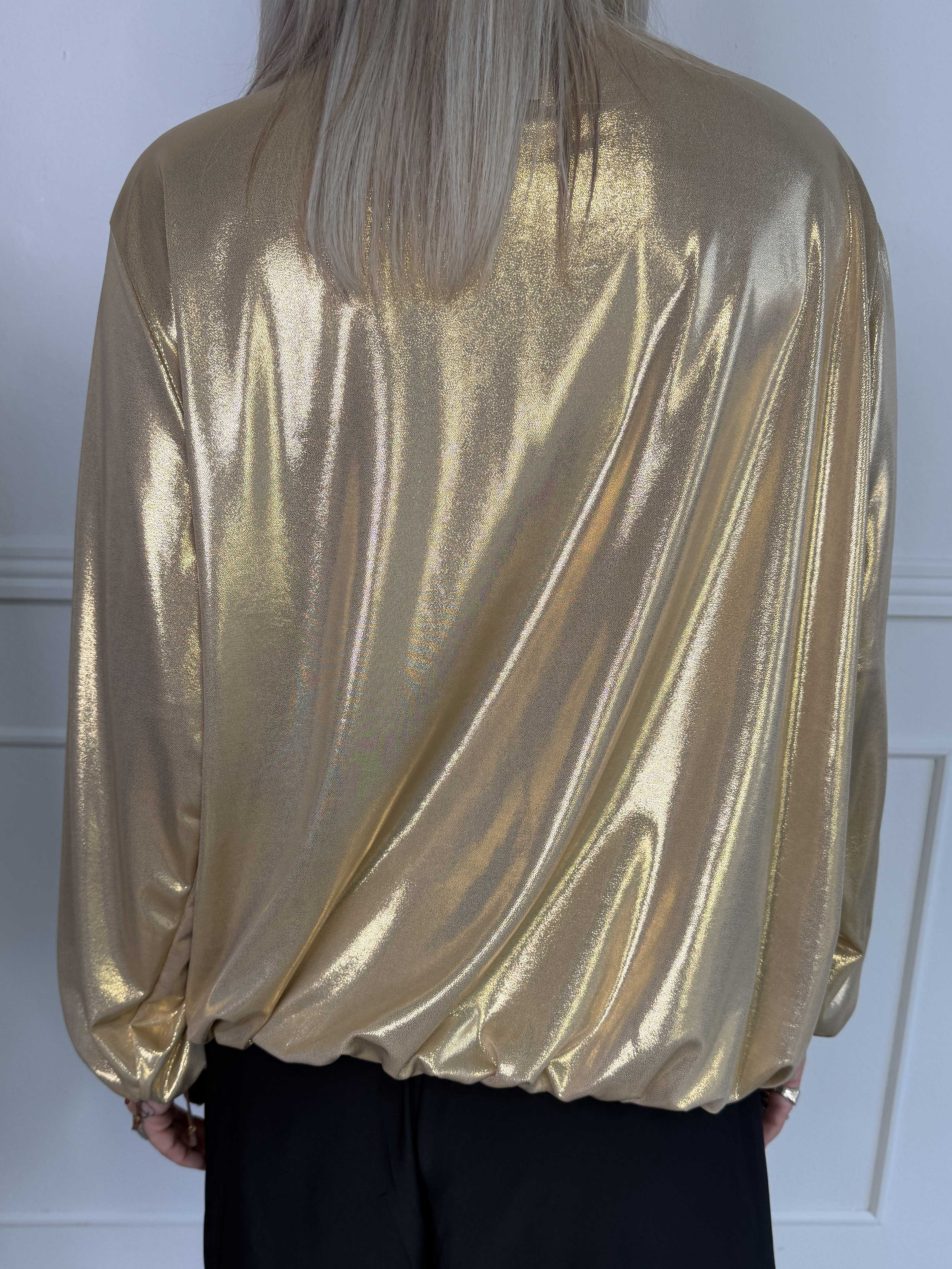 Rakel Shiny - Langærmet bluse i skinnende stof